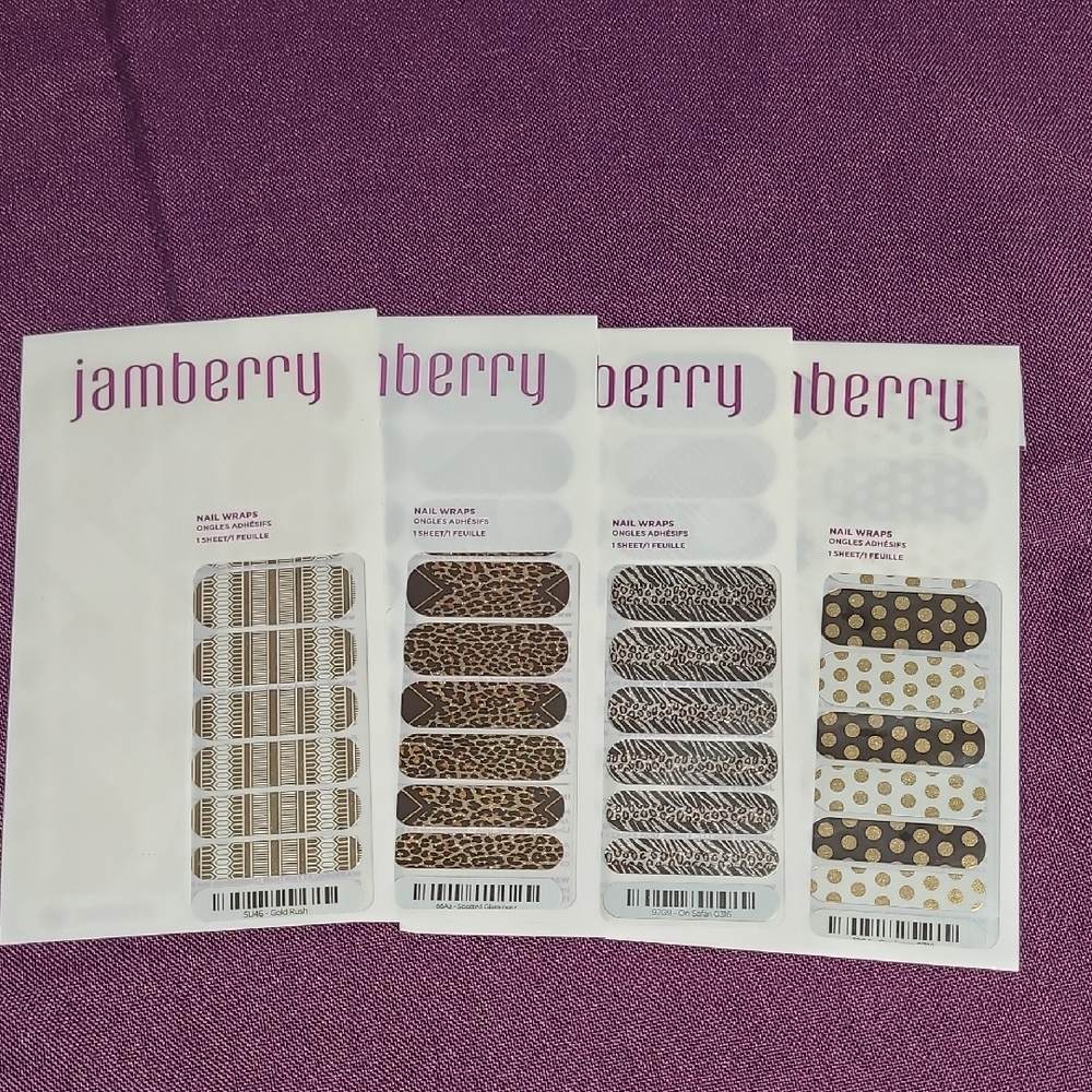 Jamberry Nail Wraps Lot Of 4 Sheets - Leopard and Gold